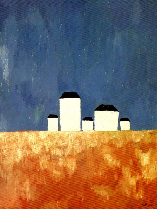Kazimir Malevich landscape with five houses China oil painting art